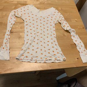 Free People white shirt with orange flower